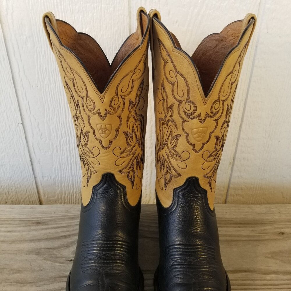 Ariat Heritage Womens Black Deertan Bone Cream Leather Boot 8 B 15781 - Picture 10 of 13